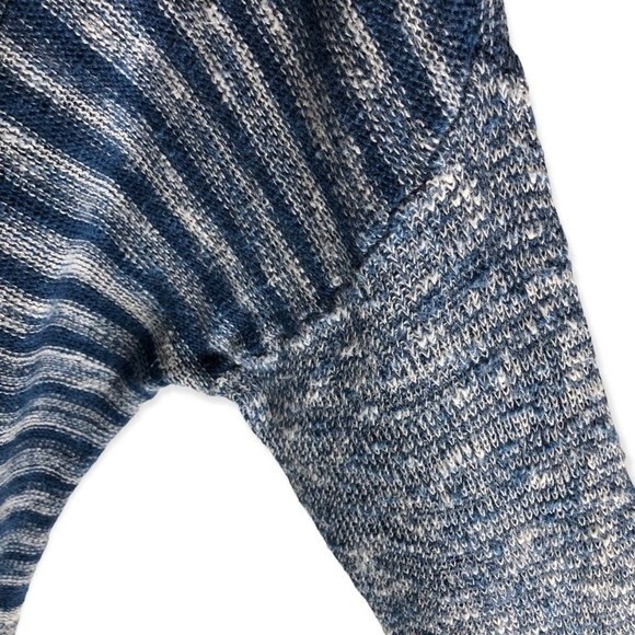 Eileen Fisher Organic Linen Blend Striped Blue Contrast Pullover Sweater - Picture 5 of 8